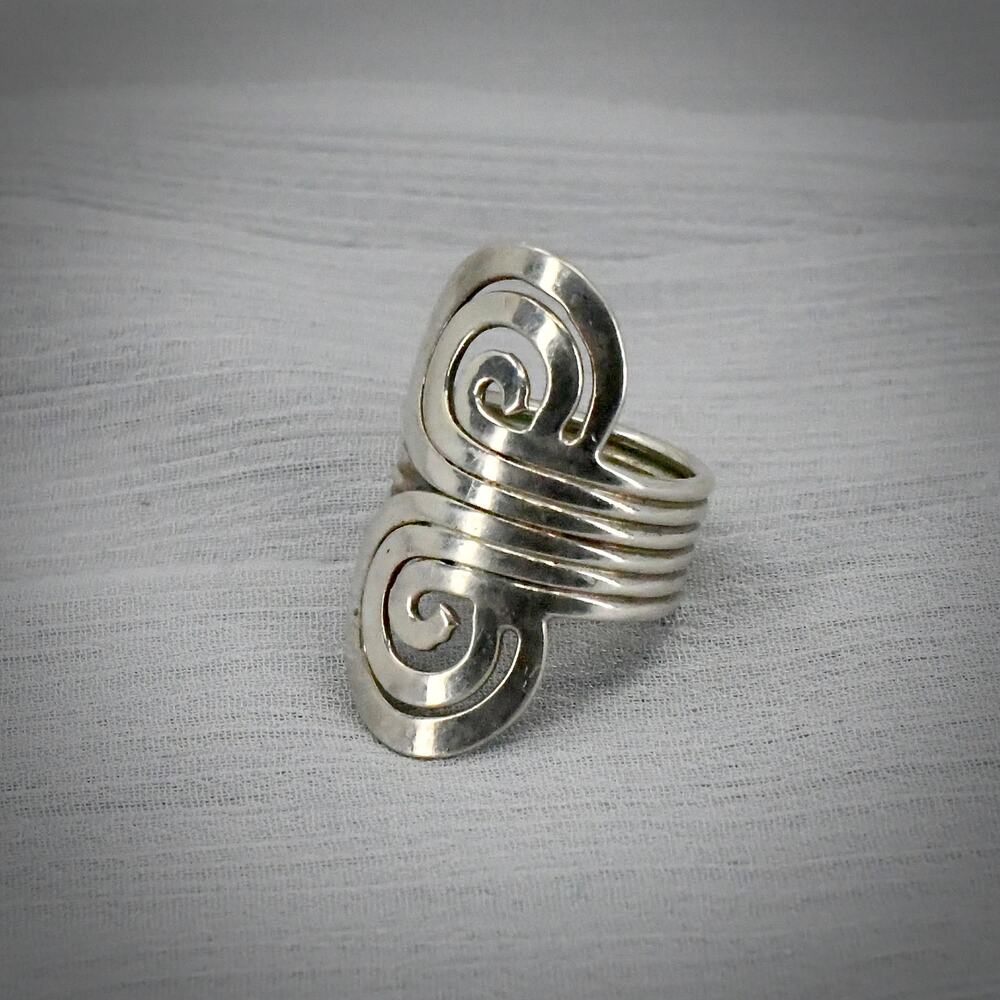 Vintage ATI Mexico 925 Sterling Silver Ring Modernist Swirl Size 6 9.4g - Picture 4 of 11